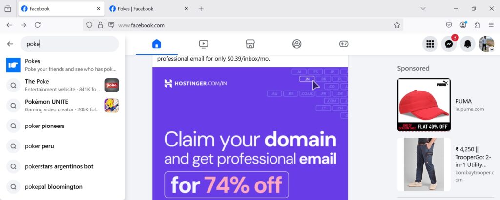 Type poke on searchbar